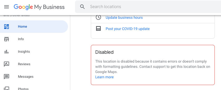 Google My Business Disabled for Website Country Blocking